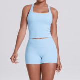 New cross-border double-sided brushed solid color tight-fitting racerback sports bra running fitness yoga outfit for women