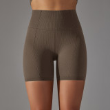 Cross-border European and American seamless solid color dot jacquard high-waisted tummy control butt-lifting yoga shorts for women, suitable for sports, running, and fitness