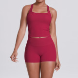 New cross-border double-sided brushed solid color tight-fitting racerback sports bra running fitness yoga outfit for women