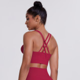 Cross-border cloud-feel brushed cross-back sports bra, casual running shockproof fitness tank top, yoga wear for women