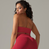 Cross-border European and American seamless tight-fitting solid color halter neck backless sports bra for running, fitness, and yoga tops for women