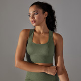 New seamless knitted dot-cross back breathable push-up yoga tank top sports running fitness bra