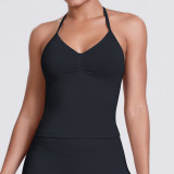 Cross-border seamless knitted solid color sexy backless tank top for running, fitness, and yoga for women