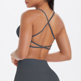 European and American cross-border thin strap cross-back yoga sports bra, large open back breathable fitness bra, yoga wear for women