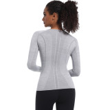 New cross-border European and American quick-dry long-sleeve women's sports running fitness breathable seamless one-piece long yoga top