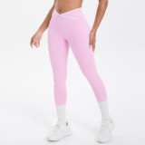 New cross-border color-blocking cross-fit brushed high-elastic yoga outfit set for running, fitness, and breathable training, five-piece set