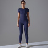New solid color double-sided brushed tight-fitting high-elastic breathable yoga outfit set for women, suitable for running, fitness, and sports