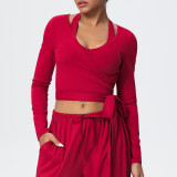 New cross-border solid color brushed breathable tight-fitting high-elastic yoga outfit set for sports, running, fitness, and yoga - three-piece set