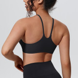 New cross-border solid color double-sided nylon tight-fitting push-up sports bra with beautiful back design for running, fitness, and yoga for women