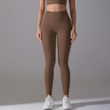 New style no-underwear required, no awkward lines, high-waisted, tight-fitting, naked-feel, nine-point pants for sports, running, fitness, and high-elasticity yoga pants