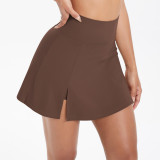 New cross-border European and American high-waisted yoga short skirt, breathable mini skirt-pants for running, fitness, tennis, anti-exposure sports skirt