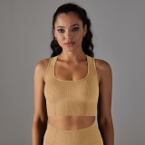 New seamless knitted dot-cross back breathable push-up yoga tank top sports running fitness bra