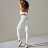 European and American cross-border seamless backless halter neck sports bra yoga outfit set, fitness bra and yoga pants two-piece set for women