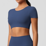 In-stock cross-border double-sided brushed tight-fitting breathable solid color training yoga wear eight-piece set for women's sports, running, and fitness