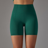 Cross-border European and American seamless solid color dot jacquard high-waisted tummy control butt-lifting yoga shorts for women, suitable for sports, running, and fitness