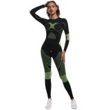 Custom-made seamless high-elastic long-sleeve ski suit shapewear set for women, suitable for sports, running, cycling, and yoga
