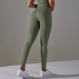 New European and American style seamless knit high-waisted tummy control yoga pants with a butt-lifting effect for sports, running, and fitness