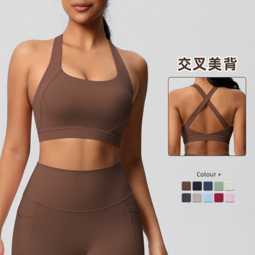 New cross-border yoga fleece vest sports bra, shockproof high-intensity Pilates running fitness yoga wear