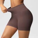 European and American seamless three-section waist fitness shorts for women, high-waisted peach butt-lifting sports shorts, tight-fitting quick-dry yoga shorts