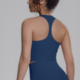 New cross-border solid color racerback tight-fitting breathable sports bra for running, fitness, and yoga, women's tank top