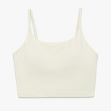 New solid color double-sided nylon semi-fixed cup training high-intensity sports bra, tight-fitting high-elastic fitness tank top for women