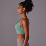 Customized brushed fabric cross-back shockproof push-up sports bra, cloud-feel yoga sports bra, fitness top