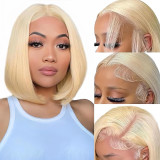 Blonde Bob Wig Human Hair Straight 613 Cross-Border Lace Bob Wig Straight Hair