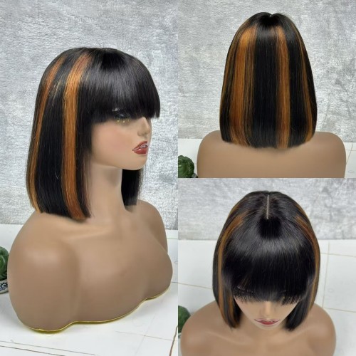 12A SDD 3*1 lace Fringe Straight Bob Indian Virgin Human Hai