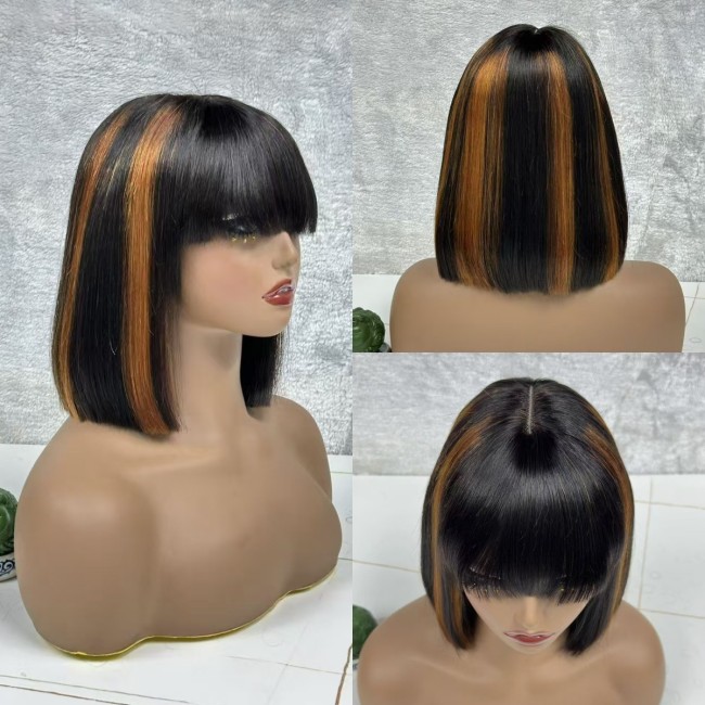 12A SDD 3*1 lace Fringe Straight Bob Indian Virgin Human Hai