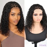 4x4 Lace Water Wave Wig with Braided Detail Cross-border Real Human Hair Wig