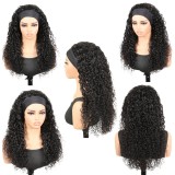 Cross-border European and American women's headscarf wig, black ice silk headband wig with real human hair