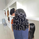 13*4 elastic curly hair 100% human hair Elastic curled hair bouncy Curl