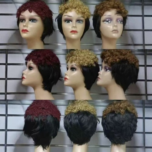 100% Human Hair Short Curly Wig Brazilian Color hair