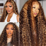 Cross-border European and American 180% high-density real human hair curly color wig wholesale full head set hot-selling long curly