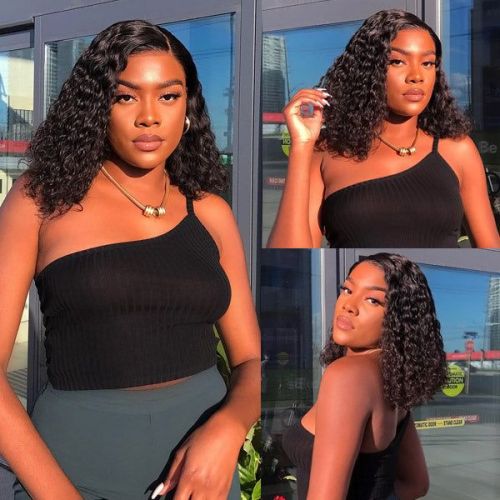 13*4 HD ttransparent lace deep wave curly huamn hair wig