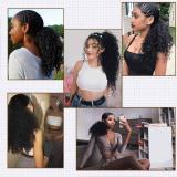 European and American wigs made of real human hair for women, straight ponytail, kinky curly ponytail, long straight hair, foreign trade