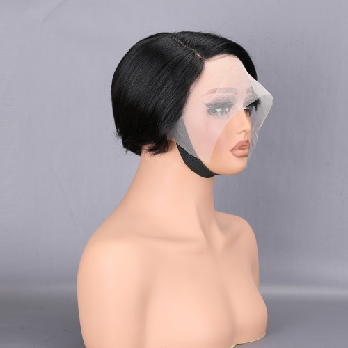 Foreign trade full human hair wig 13x4 lace front bob short straight hair wig natural style short hair