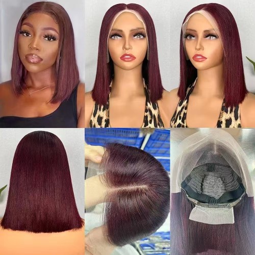 12A Vietnamese hair 13*4frontal Bone straight Bob 200%densit