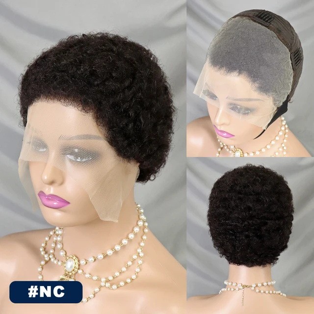 Brazilian 13*4 frontal Afro Short Wig Human hair