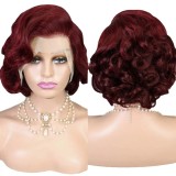 Brazilian 13*4 Lace Frontal  Curly Pixie Bob 100% Human Hair