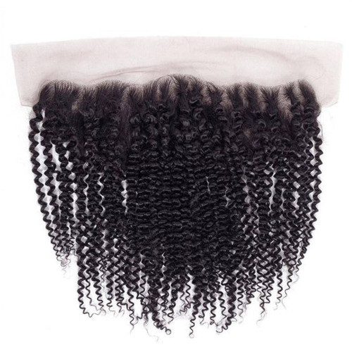 Peruvian Human Hair Kinky Curly Lace Frontal Closure 13x4