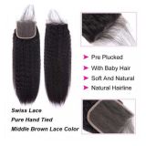 4*4yaki kinky straight HD Transparent lace human hair closur