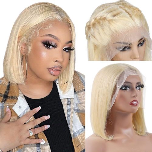 European and American wigs made from real human hair 13X4 bob lace front human hair wigs 613 cross-border
