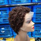 13*4Frontal Short Wigs Afro Kinky Curly African Human hair