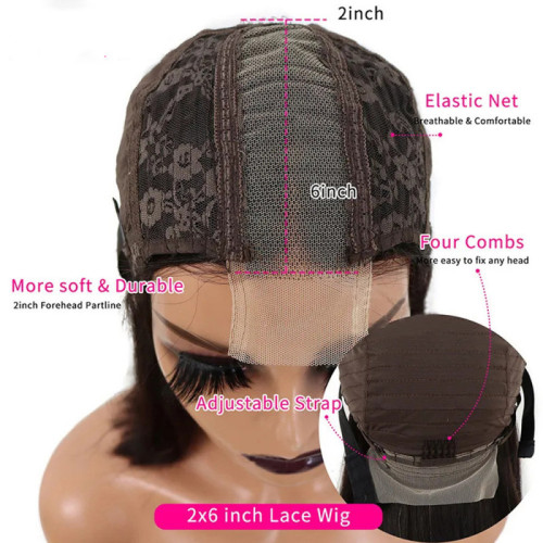2*6 kim k bone straight short double drawn BOB human hai wig