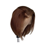 Pixie Bob 4# Brown With 13*4 Frontal Human Hair Indian
