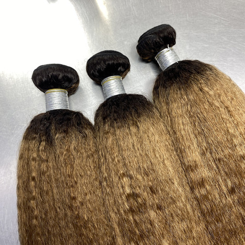 European and American wigs, real human hair weaves, kinky straight bundles, human hair, two-tone hair