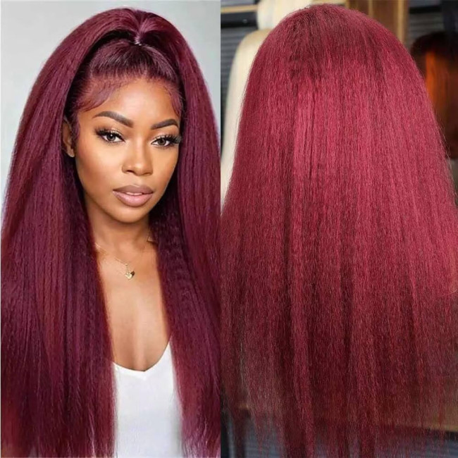 99J Lace Front Wigs Yaki Human Hair Cross-border Real Human Hair Wigs