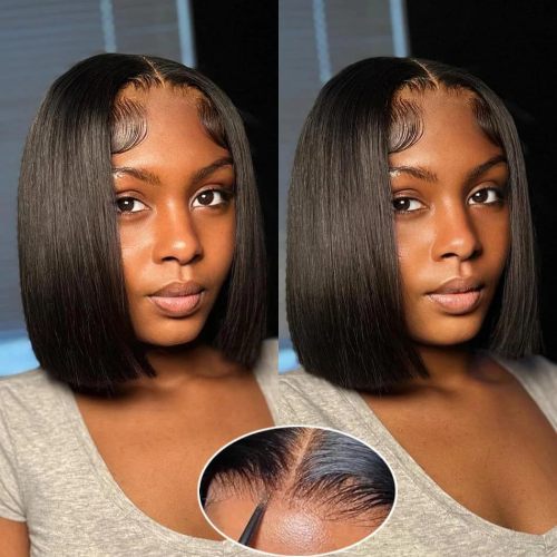 5x5 Lace Closure Straight Bob Wigs European and American Style Human Hair Women's Wig for Export