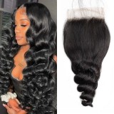Human hair lace wig, smooth natural color, 4x4 full hand-woven loose waves, popular in Africa, Europe, and America